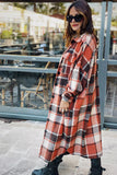 Plaid Flannel Shacket Jacket Maxi Length Women