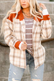 Winter Outfits Orange Contrast Corduroy Plaid Shacket