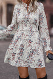 Floral Print Elastic Waist Ruffle Mini Dress