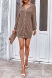Plain Open Button Loose Knit Cardigans