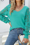 Crochet Lace Long Sleeves V Neck Knit Sweaters
