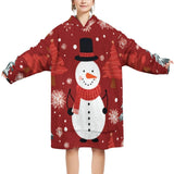 Oversized Wearable Blanket Christmas Print Hoodie With Pocket