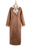 Brown Sherpa Lining Suede Long Winter Outfuts Coat