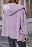 Lilac Oversize Open Hooded Fleece Coat
