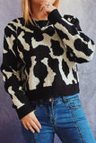Leopard Knit Short Length Pullover Winter Outfits Sweaters