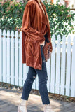 Winter Outfits Plain Lapel Collar Open Velvet Cardigans