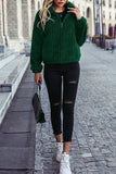 Green Zip Collar Fleece Pullover Sweatshirt
