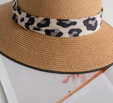 Paziye Straw Bowler Hat Leopard Print Band