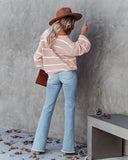 Off Shoulder Pin Striped Loose Pullover Sweaters