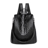 Crocodile Pattern Leather Backpack Fashion Travel Bag