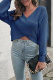 Crisscross V Neck Winter Outfits  Long Sleeve Sweater