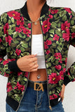 Front Open Zipper Floral Baseball Jacket winter outfits Coat