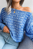 Cable Knit Wide Shoulder Short Length Sweaters Top