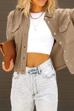 Plain Pocket Open Button Short Length Corduroy Jackets