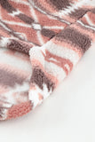 Pink Tribal Print Pocket Buttoned Sherpa Winter Outfits Jacket