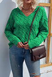 Cable Knit V Neck Hoodies Sweater