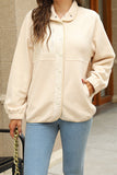 Snap Button Stand Collar Fleece Coat