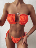 Sexy Pleated Cutout Bikini For Women