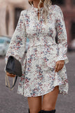 Floral Print Elastic Waist Ruffle Mini Dress