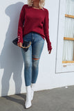 Plain Button Cuff Long Sleeves Knit Sweaters