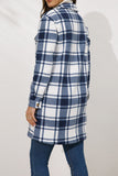 Lapel Pockets Plaid Long Shacket Jacket