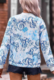 Floral Print Zipper Jacket Coat