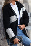 Sequin Patchwork Hooded Fleece Coat