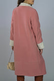 Lapel Collar Contrast Color Pockets Long Length Woolen Winter Outfits Coat