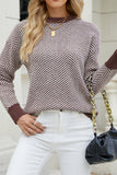 Wave Striped Two Tone Pullover Knit Sweaters