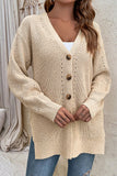 Front Open Button V Neck Knitting Cardigan