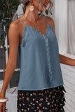 V Neck Ruffled Solid Color Tank Top