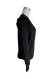 Black V Neck Autumn Outfits Lace Edge Ruffle Sleeves Sweaters