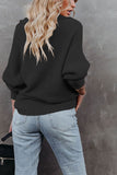 V Neck Turndown Collar Long Sleeve Sweater