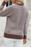 Wave Striped Two Tone Pullover Knit Sweaters