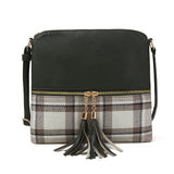 Paziye Plaid Fringed Crossbody Bag