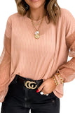 Pink Polka Dot Mesh Patchwork Long Sleeve Top