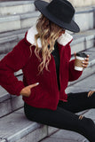 Zipper Design Ribbed Fleece Jacket Coat