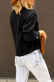 Plain Pocket Open Button Short Length Corduroy Jackets