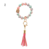 Sunflower Leopard Print Silicone Bead Bracelet Keychain