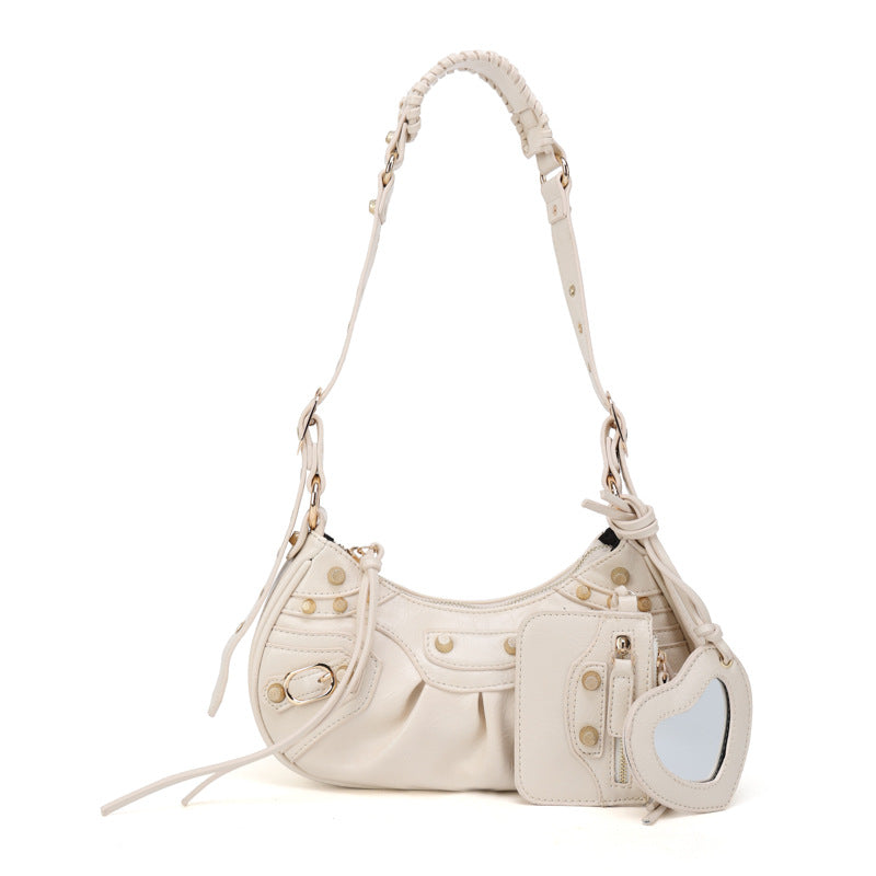Denim Riveted Shoulder Messenger Shoulder Bag Luxury Brand Handbags Vintage Leather Bag for Women Card Holder