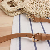 Paziye Round Semi Circle Straw Tote Bag