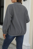 Snap Button Stand Collar Fleece Coat