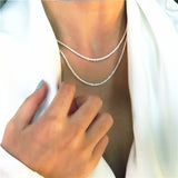 Popular Sparkling Necklace For Women Clavicle Chain Choker Silver Color Fashion Jewelry Wedding Party Birthday Gift
