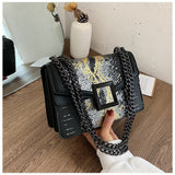 Women's Snake Print Square Shoulder Bag Crossbody Bags
