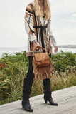 Winter Outfits Aztec Stripes Splicing Front Open Tassle Knitting Coat