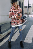 Women Pullover Hooded Fleece Long Sleeve Loose Christmas Pattern Print Zipper Sweatshirt