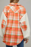 Fleece Sleeves Patchwork Plaid Shacket Winter Outfits Coat