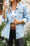 Ripped Buttoned Pockets Denim Shirt