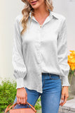 Zebra Texture Smocked Cuff Open Button Long Sleeves Shirts