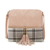 Paziye Plaid Fringed Crossbody Bag
